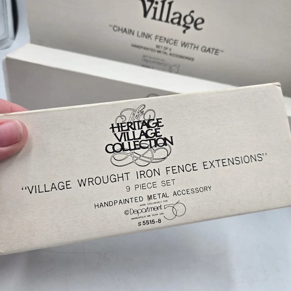 Vtg Dept 56 Mixed Lot Village Wrought Iron Gate and Fence & Estensions In Box